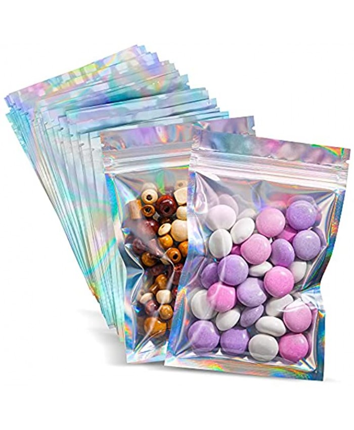 100 Pieces Mylar Bags 4 X 6 | Mylar Bags For Food Storage | Smell Proof Bags | Bags For Packaging Products | Holographic Bags | Pouch Bags | Package Bags | Smell Proof Baggies