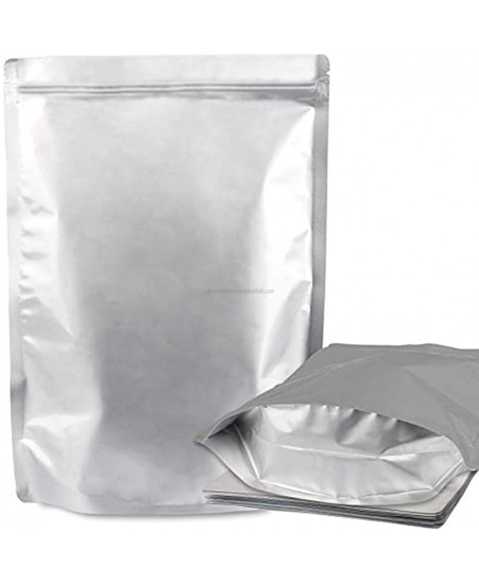 50 PCS Mylar Bags 1 Gallon Heat Sealable Bags Stand-Up Zipper Pouches Resealable for Long Term Food Storage10x14 Extra Thick