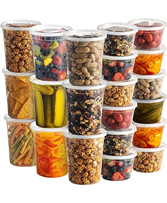 Deli Food Containers with Lids 48 Sets 24-32 Oz Quart Size & 24-16 oz Pint Size Airtight Food Storage Takeout Meal Prep Containers with 54 Lids BPA-Free Dishwasher Microwave Safe