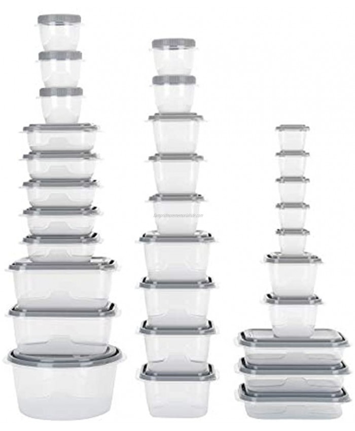 GoodCook EveryWare 60-Piece BPA-Free Plastic Food Storage Container Set Clear Grey