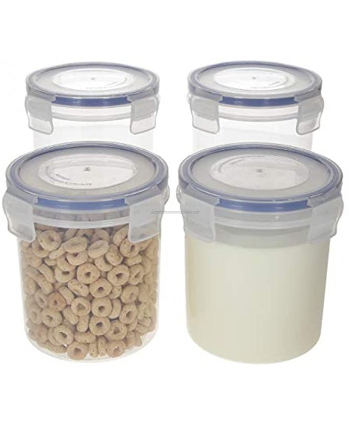 Overnight Oats Container Jar 4-Piece set Plastic Containers with Lids Oatmeal Container to go | Portable Cereal and Milk Container on the go | Snap Lock Storage Jars with Airtight Lids Blue