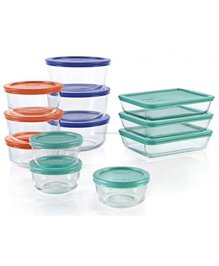 Pyrex Simply Store Meal Prep Glass Food Storage Containers 24-Piece Set BPA Free Lids Oven Safe