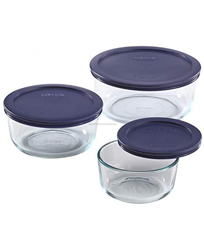 Pyrex Simply Store Meal Prep Glass Food Storage Containers 6-Piece Set BPA Free Lids Oven Safe