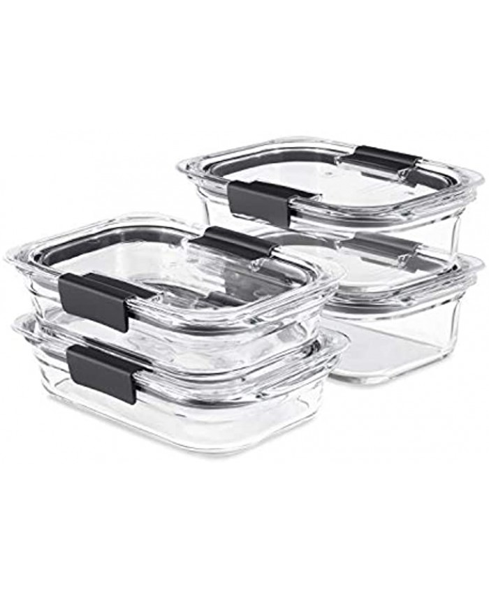 Rubbermaid Brilliance Glass Storage Set of 4 Food Containers with Lids 8 Pieces Total BPA Free and Leak Proof Medium Clear