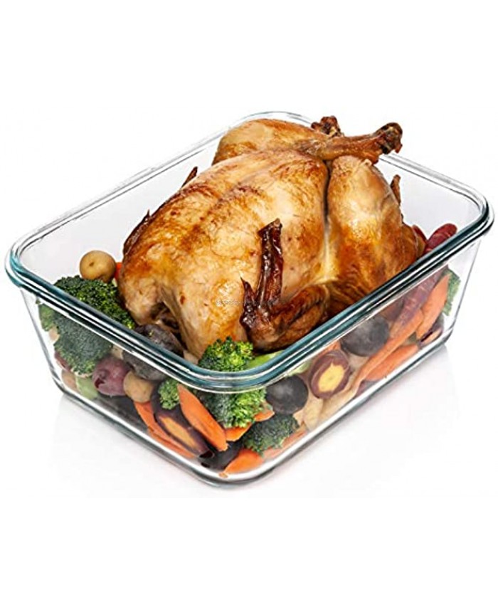 14 Cup  112 oz LARGE Glass Food Storage Container with Locking Lid. Ideal for Storing food Vegetables or Fruits. Baking Casserole Lasagna Baking Roasting chicken & lot of other tasty Food BPA Free