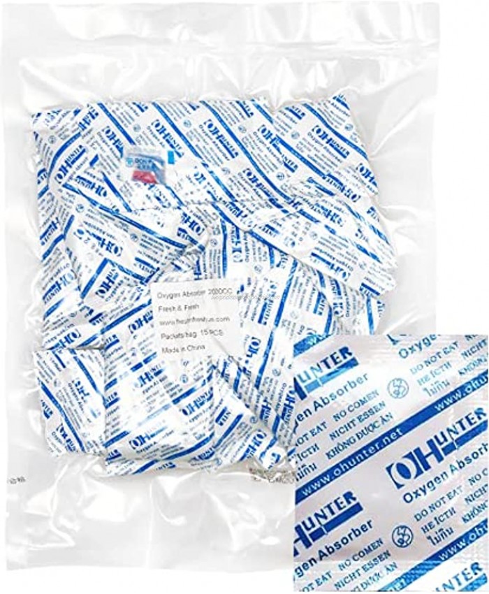 2000 CC [15 Packets] Premium Oxygen Absorbers for Food Storage Oxygen Scavengers Packets1 Bag of 15 Packets ISO 9001 Certified Facility Manufactured Oxygen Absorbers