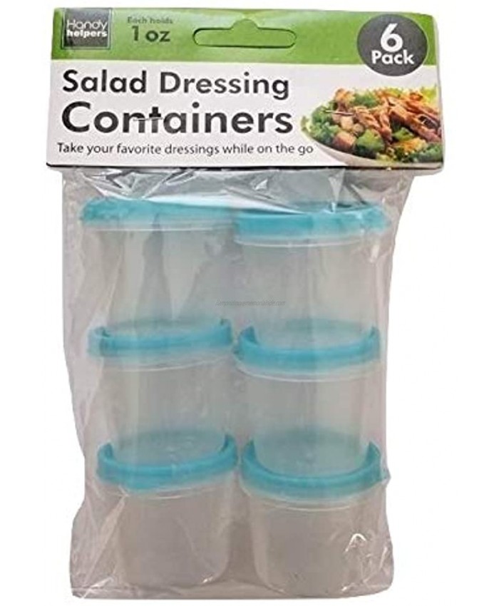 6 Piece Reusable Salad Dressing 1oz Container Set with Snap Airtight Lids Great for Lunches On The Go