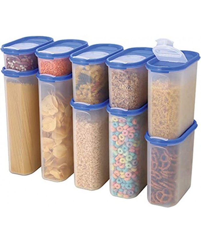 Food Storage Containers Set -STACKO- 20 PC. SET Airtight Dry Food storage Container with LIDS Durable Clear Frosted Plastic BPA Free Space Saver Modular Design 10 Container set