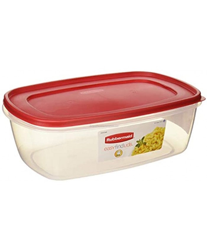Rubbermaid 711717439723 Plastic Easy Find Food Storage Container BPA-Free 40 Cup 2.5 Gallon Pack of 2 2 Clear With Red Lid