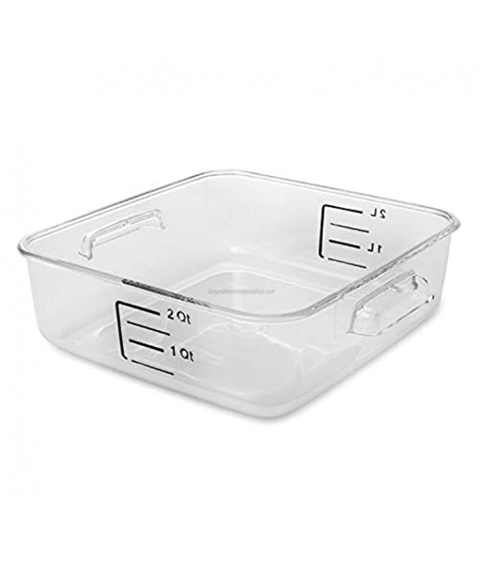 Rubbermaid Commercial Products Plastic Space Saving Square Food Storage Container For Kitchen Sous Vide Food Prep 2 Quart Clear Fg630200Clr