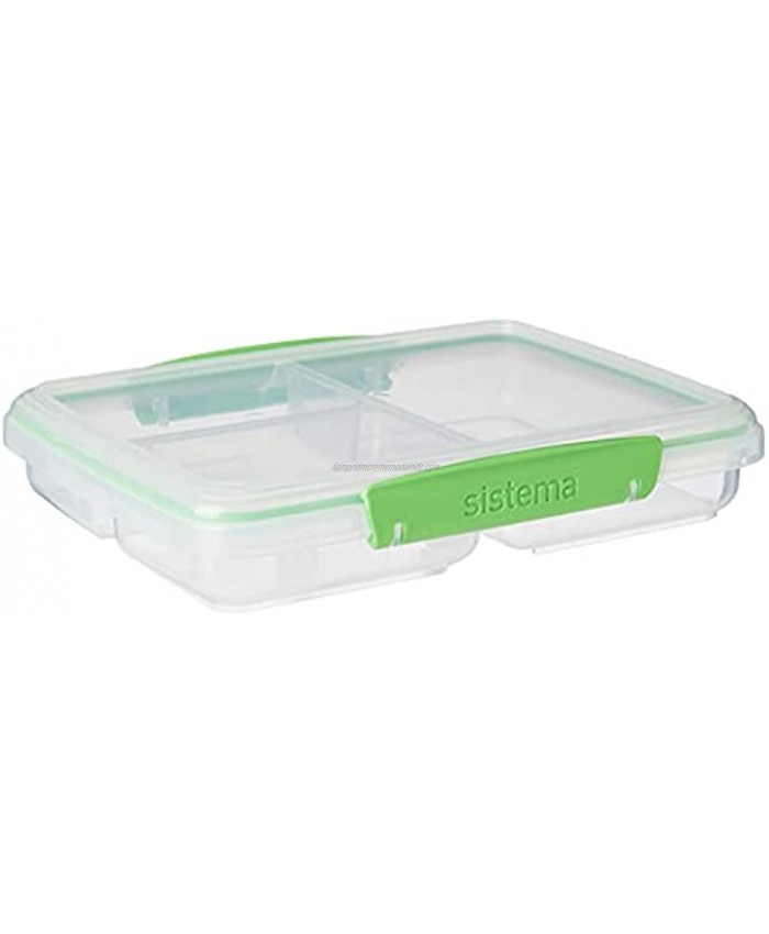 Sistema To Go Multi Split Food Storage Container Clear with Coloured Clips 820 ml