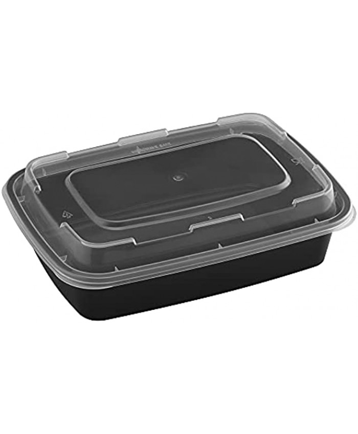 TIYA Takeout Containers Rectangular Plastic Food Storage Reusable Microwavable Dishwasher Safe Restaurant Set Leak Proof for To-Go & Meal Prep 24 oz Bulk 150 Pack with Lids