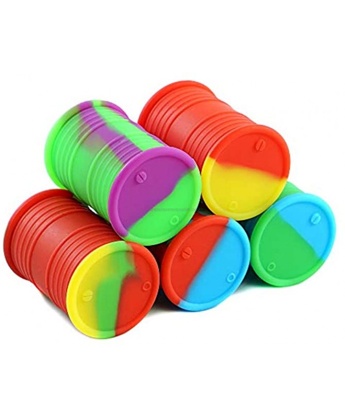 YHSWE 5pcs 11ml Silicone Oil Drum Container Non Stick Reusable Barrel Jar for Cream Spices Assorted Random Color