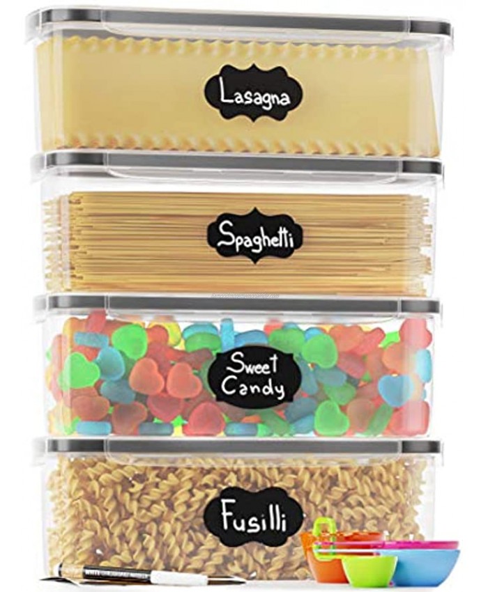 Pasta Storage Containers for Pantry Airtight & BPA-Free Plastic Ideal for Pasta Spaghetti & Noodles Kitchen Pantry Organization and Storage Food Storage Container Set with Durable Lids 4