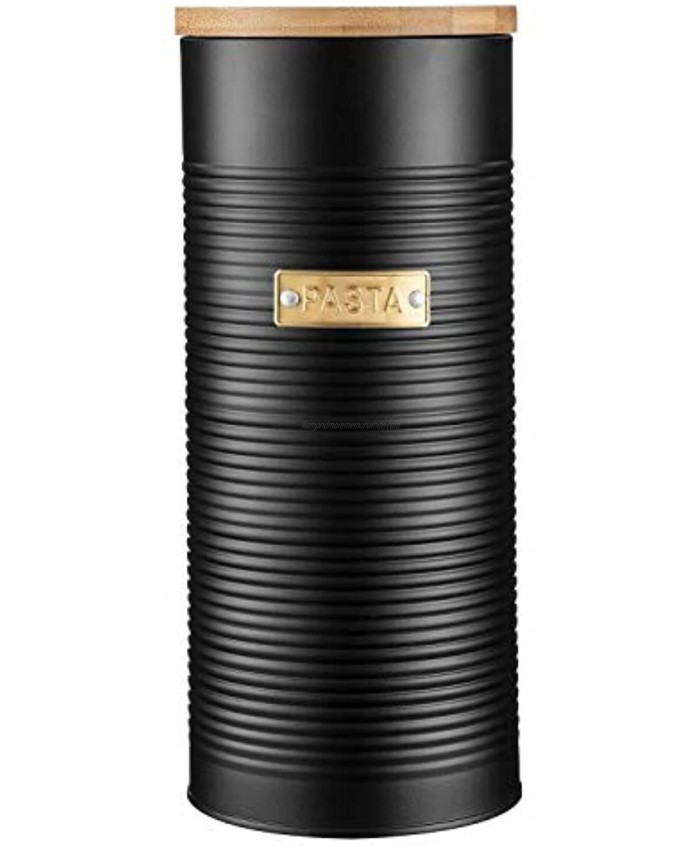 Typhoon Living Otto Pasta Storage Canister with Bamboo Lid 11 x 27 cm Matte Black Gold One