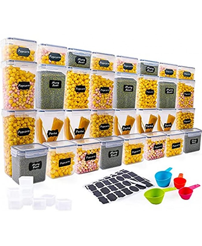 40 Pack Airtight Food Storage Container Set XPCARE Kitchen & Pantry Organization Plastic Canisters with Durable Lids Ideal for Cereal Flour & Sugar Labels Marker & Spoon Set,BPA-Free 5 Size