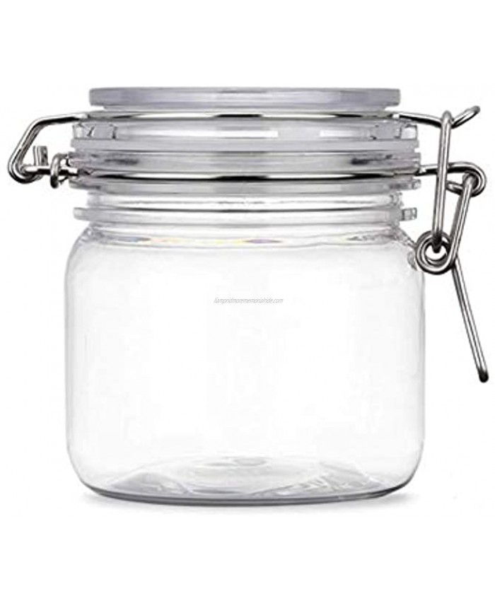 2Pcs 10 Oz 300ml Clear Round Plastic Home Kitchen Storage Sealed Jar Bottles with Leak Proof Rubber and Hinged Lid for Herbs Spices Candy Gift Arts and Crafts Storage Multi-purpose Container