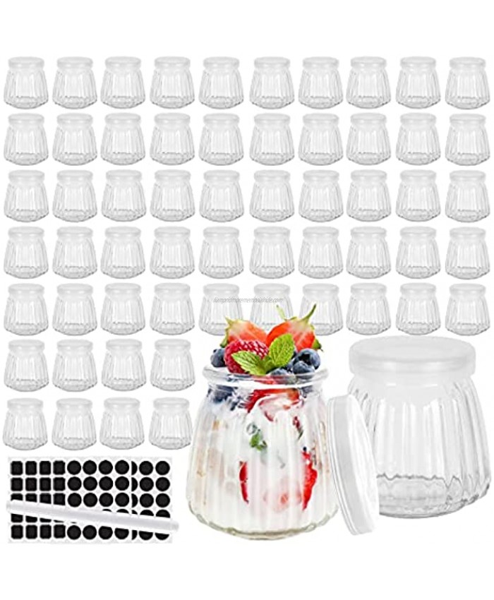 40 Pack 4 oz Glass Yogurt Jars with PE Lids,120 ml Pudding Jars for Jam & Jelly,Honey Milk,Crafts. 1 pen and 80 Labels.