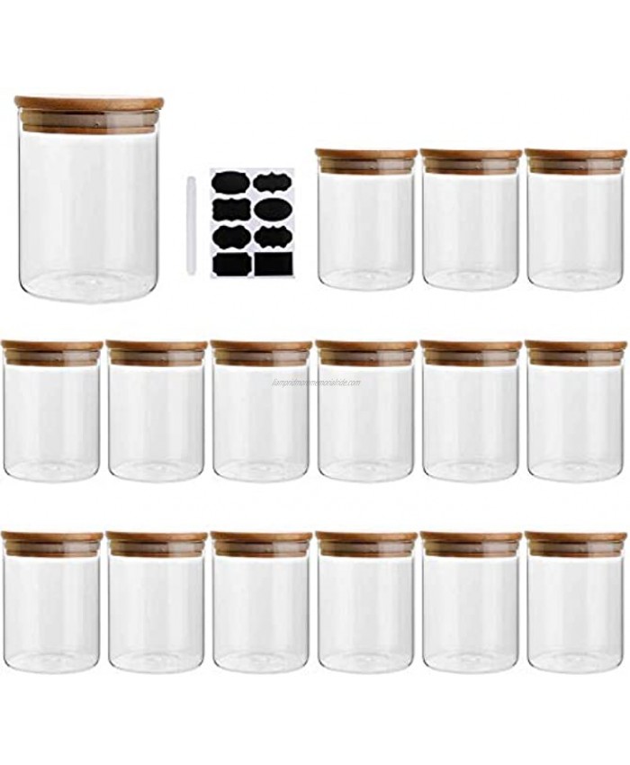 6oz 200ml Clear Glass Food Storage Containers Set Airtight Food Jars with Bamboo Wooden Lids Kitchen Canisters For Sugar Candy Cookie Rice and Spice Jars Set of 16