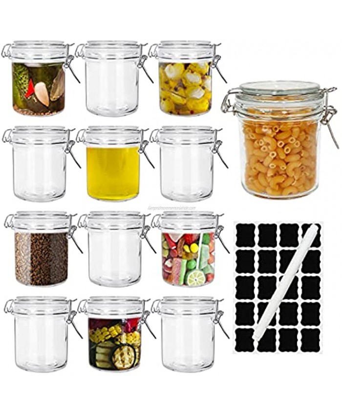 8oz Airtight Jars,Spice Jars Leak Proof Storage Container Jar,Glass Food Jars with Labels & Chalkboard Pen and Silicone Gaskets Set of 12