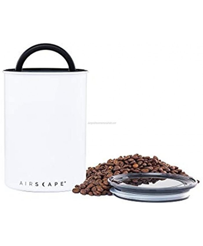 Airscape Coffee and Food Storage Canister Patented Airtight Lid Preserve Food Freshness with Two Way Valve Stainless Steel Food Container Medium 7-Inch Can Matte White