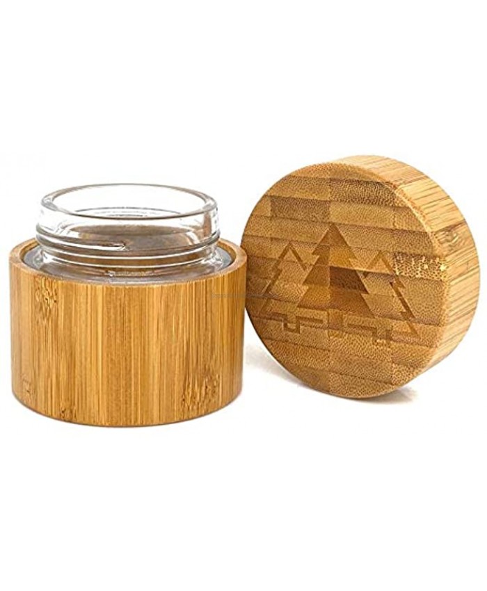 Bamboo Smell Proof Stash Jar For Herbs And Spices | Quarter Oz Wooden Discreet Scent Proof Container with Airtight Glass Jar | Keep Contents Fresh Longer | 100ml 3.38 oz Capacity