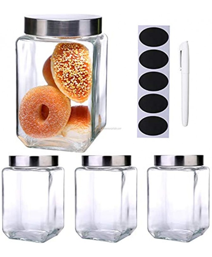 Diatouge 60 oz Glass Jars with Lids Food Storage Jars Glass Canister Set for Kitchen 4 Pack