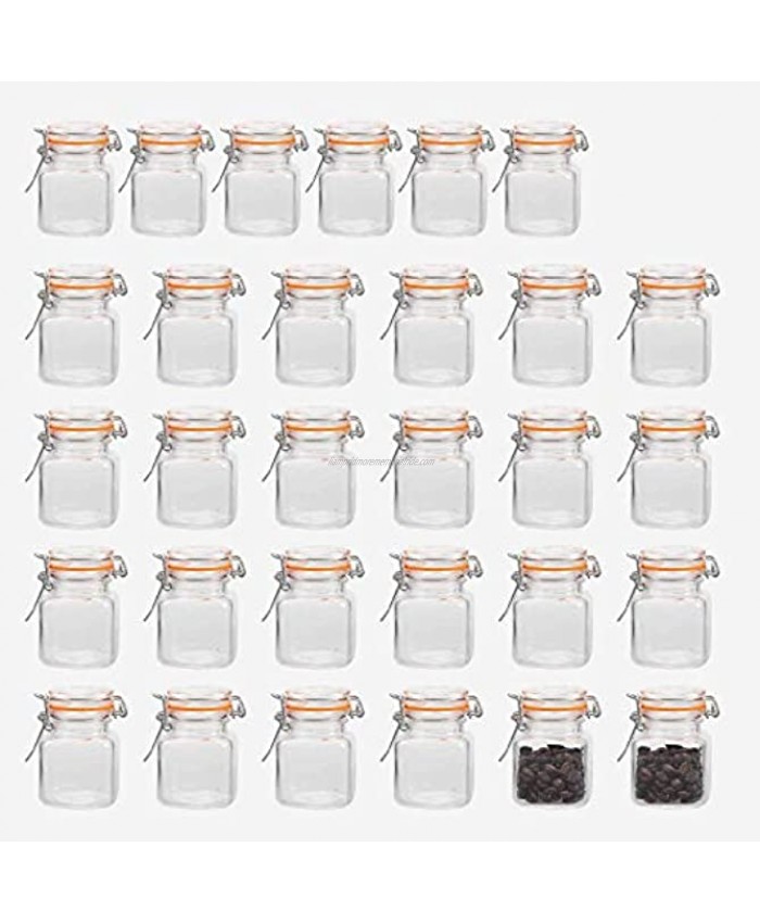 Encheng 4 oz Glass Jars With Airtight Lids And Leak Proof Rubber Gasket,Small Mason Jars With Hinged Lids For Kitchen Mini Spice Jars With Twine And Tags Labeling 30 Pack