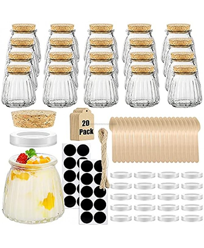 Folinstall 20 Pcs 4 oz Small Spices Glass Jars with Lids,Yogurt Jar,Favors jar for Candle Making,Honey,Bath Salts,Party Wedding,Baby Shower