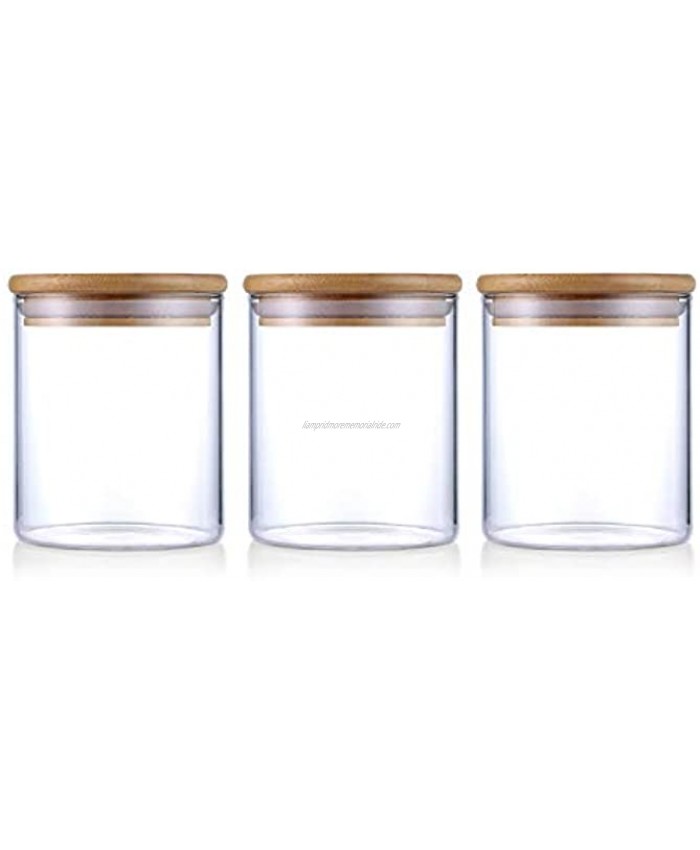Glasss Coffee and Sugar Canister Set ZDZDZ Airtight Glass Storage Food Jars with Bamboo Lids Kitchen Canisters Set of 3 500ML 16oz
