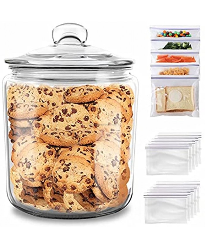 MASTERTOP 1 Gallon Clear Round Big Capacity Airtight Glass Storage Jar Leak Proof Rubber Gasket Lid Multifunctional Storage Container for Dry Food Cookies Snacks