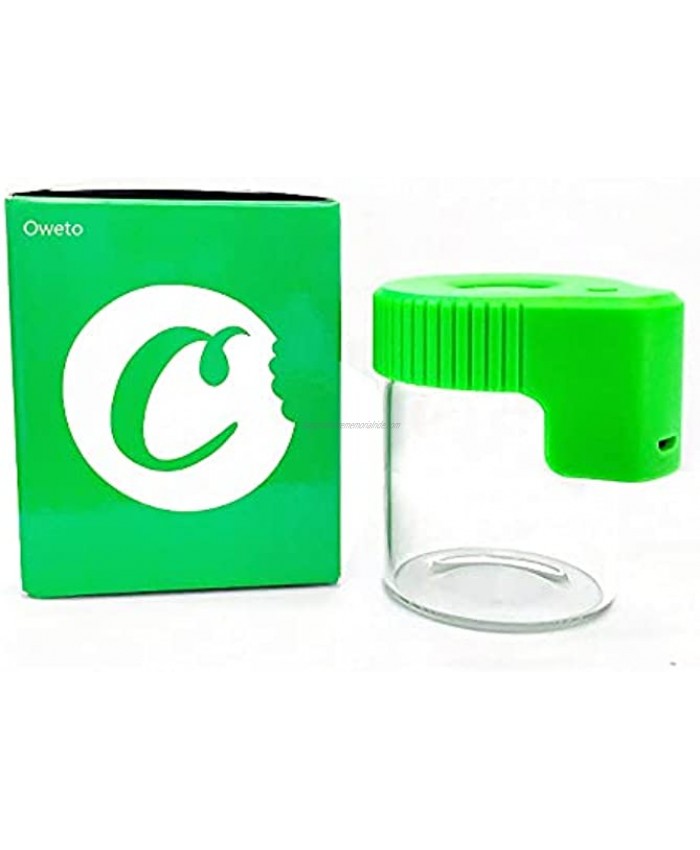 Oweto Led Transparent Glass Seal Storage Jar Light-Up Magnifying Glass Ornamental Glass Bottle（Green）
