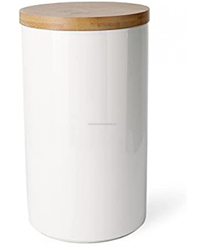Sweese 817.101 Kitchen Canister 65oz 1930ml Porcelain Food Storage Jar with Bamboo Lid for Ground Coffee Flour Tea Sugar Airtight Coffee Container White