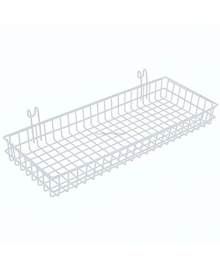 Kaforise Hanging Basket for Wire Wall Grid Panel Multi-function Wall Storage and Display Basket Large Size White