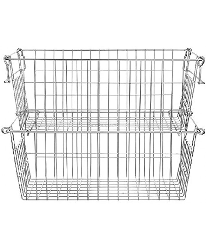 SANNO Wire Metal Basket Bin Stackable Storage Baskets Cubby Bins for Food Kitchen Home Pantry Snack Vegetable Potato Onion Laundry Room Office Farmhouse