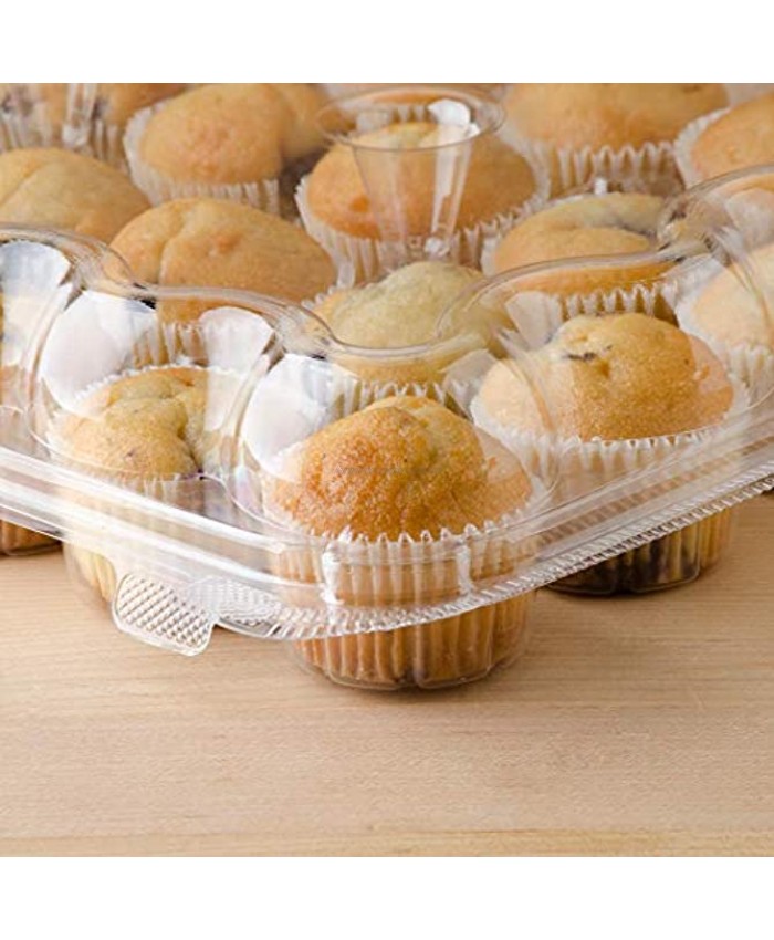 5 Cupcake Containers Plastic Disposable | Clear Mini Cupcake Boxes 24 Compartment Cupcake Holders Disposable Cupcake Carrier | 2 Dozen Cupcake Trays | Durable Cup Cake Muffin Packaging Transporter