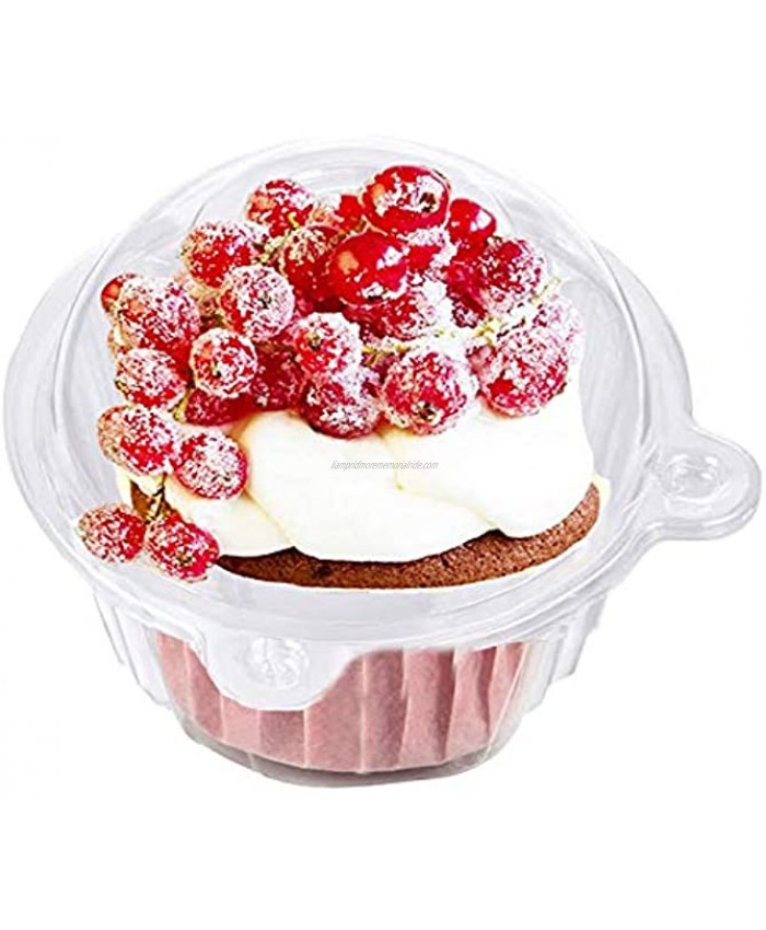 50 Pack Update Single Individual Cupcake Boxes for Cupcakes Muffins Sandwich Hamburgers Fruit Salad Disposable Clear Plastic Dome Cupcake Containers