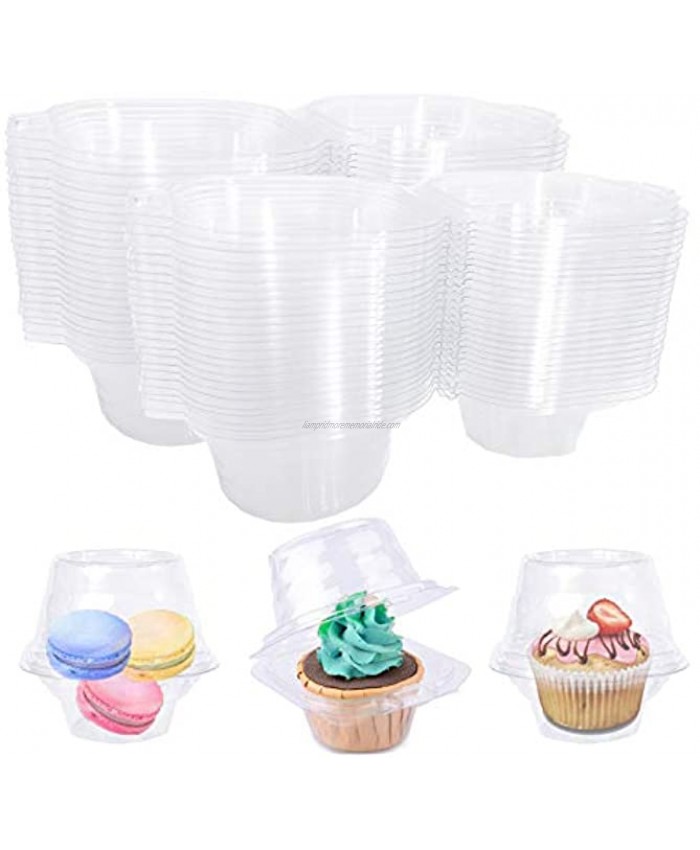 50 Pcs Clear Individual Plastic Cupcake Containers,Single Compartment Cupcake Carrier Holder Box,Stackable Single Cupcake Boxes for Birthday Party,Bake,Wedding,BPA Free