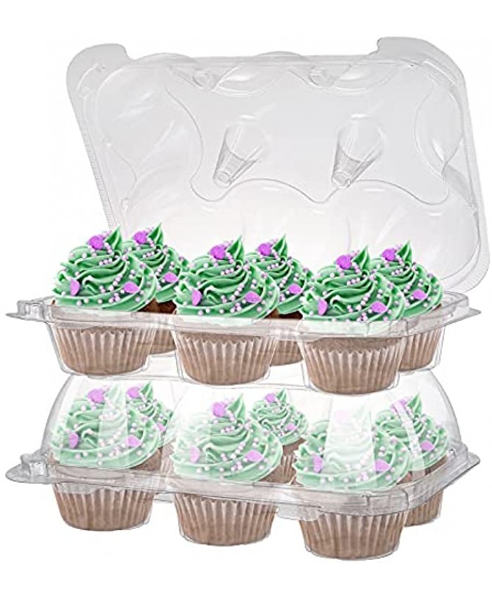 Bekith 30 Pack 6 Compartment Cupcake Carriers High Tall Dome Clear Cupcake Containers Thick Plastic Disposable Cupcake Boxes Stackable Cupcake Holders for Cupcakes Muffin BPA-free