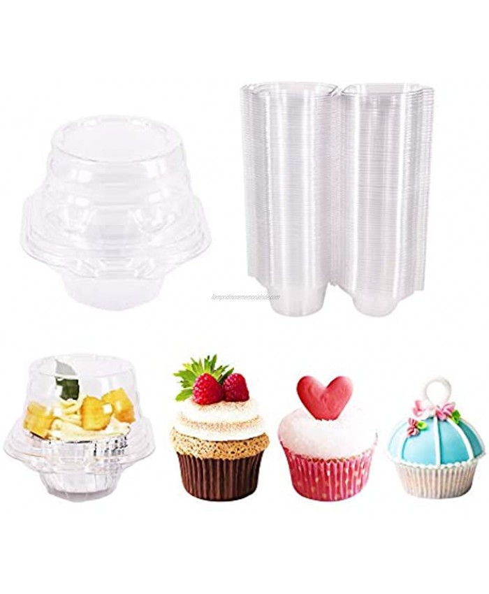 BPFY 80 Pack Plastic Cupcake Holder Cupcake Boxes Individual Cupcake Containers Single Cupcake Carrier Stackable Muffin Boxes For Baby shower Birthday Party