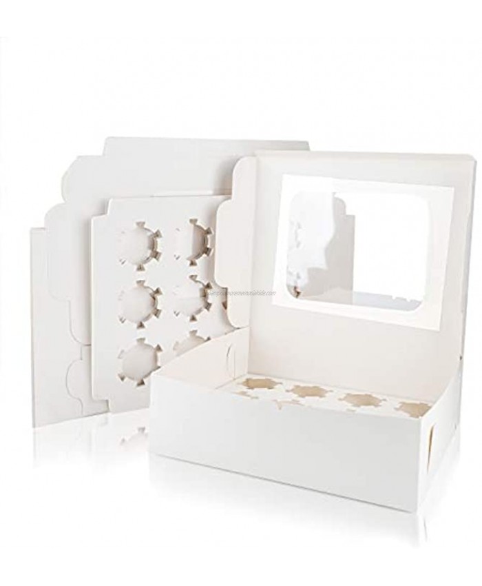 Cupcake Boxes Eusoar Disposable Bakery Paper Cupcake Boxes Carrier 15pcs Mini Cupcake packaging carton box with Insert and Display Window,Thick Sturdy Cake Storage Boxes Holding 12 pcs cupcakes