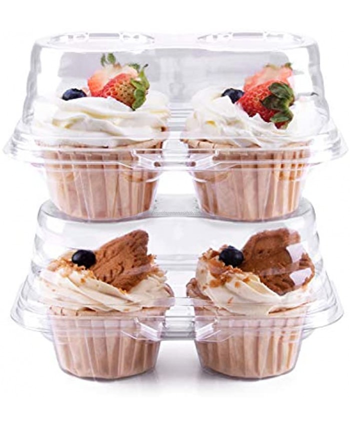 Himetsuya 2 Cavity Cupcake Boxes -50 packs -Stackable Regular Cupcake Carrier Holder Thicker Clear Cupcake Boxes Non-slip High Topping Cupcake Containers for Cupcakes Muffins 2 cavity