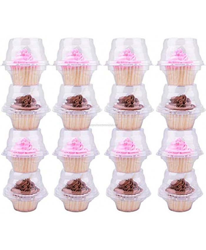 Himetsuya Single Cupcake Boxes -50 packs -Stackable Regular Cupcake Carrier Holder Thicker Clear Cupcake Boxes Non-slip High Topping Cupcake Containers for Cupcakes Muffins 50 pack