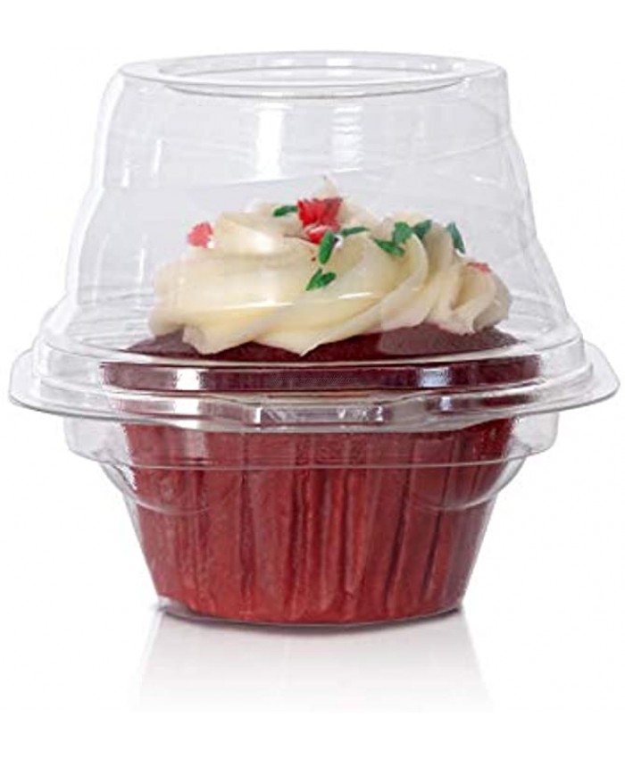 Individual Cupcake Containers Melblu Plastic Cupcake Container 50 Count with Large Airtight Dome Lid Stackable and Disposable Cupcake Holder