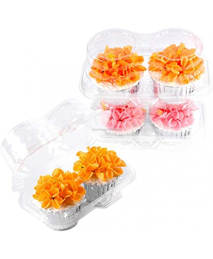 LOKQING Plastic Cupcake Containers Cupcake Boxes Cupcake Carrier with Connected Airtight Dome Lid2 Count,50 Pack