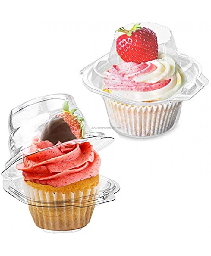 LOKQING Plastic Individual Cupcake Containers Single Cupcake Boxes with Connected Airtight Dome Lid50 PACK