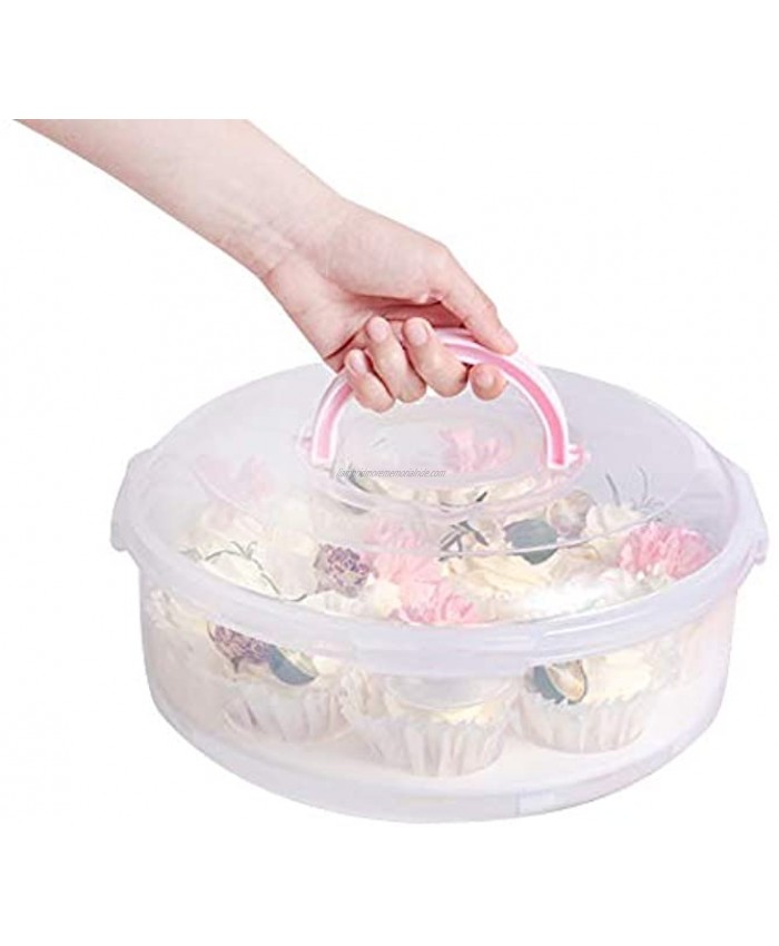 Portable Round Cake Carrier with Handle Pie Saver Cupcake Container 11.8inch Translucent Dome for Transporting Cakes Cupcakes Cookies Pies or Other Desserts