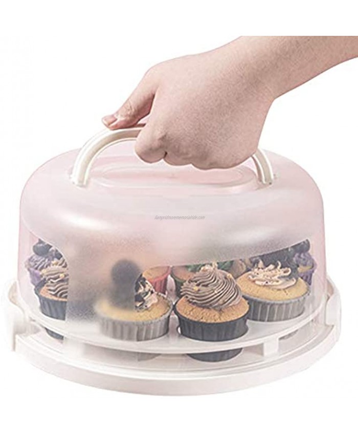 Round Cupcake Carrier Cake Containers with Handle and Lid for Pies Cookies Nuts Fruit etc Suitable for 10 inch Cake
