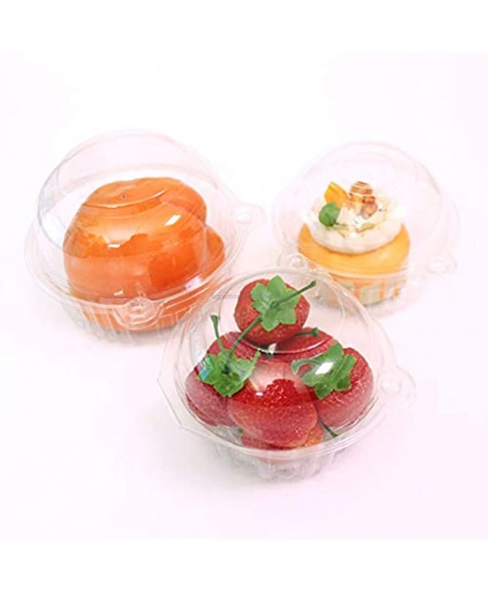 Set of 100 Clear Plastic Single Individual Cupcake Boxes,Muffin Dome Holders Cases Boxes Cups Pods,Clamshell Container Cupcake Holders,Great for Parties or Cake Muffin Sales