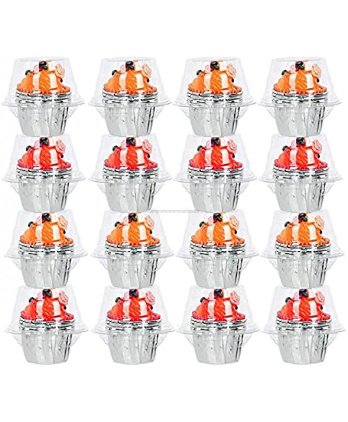 Vumdua Individual Cupcake Containers 100 Packs Plastic Clear Cupcake Containers Cake Cupcake Carrier Holder Boxes Dome Holders for Wedding Party BPA-Free